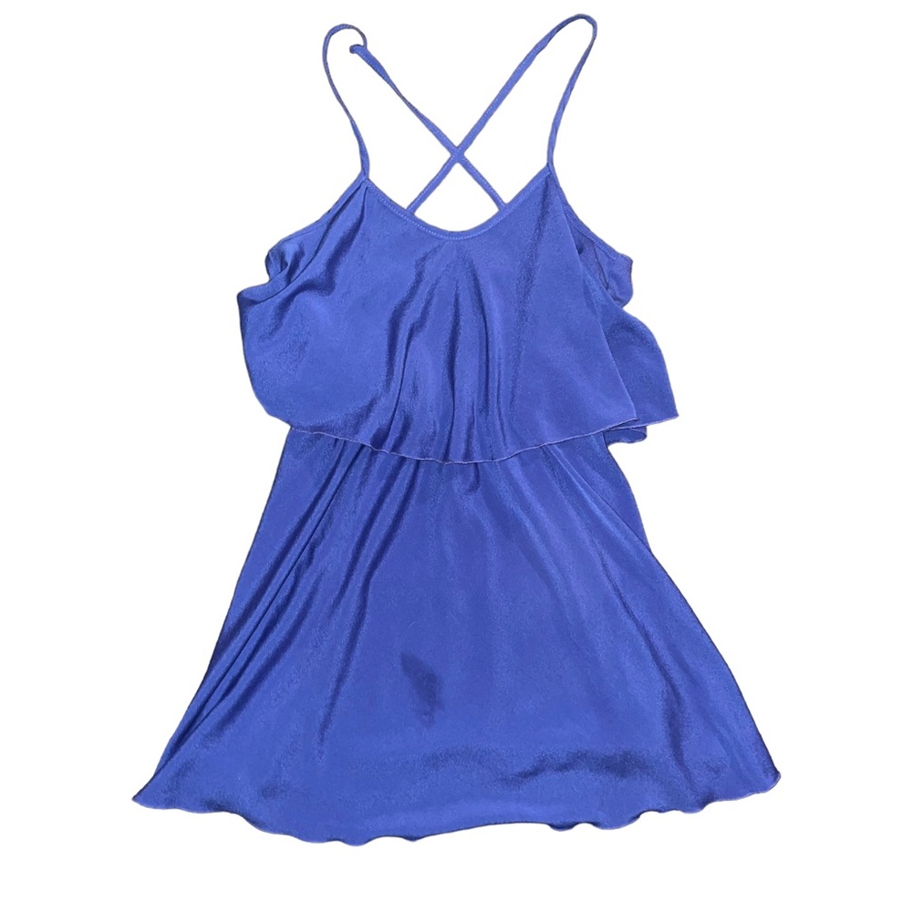 FOREIGN EXCHANGE BLUE FLOWY TANK SIZE SMALL